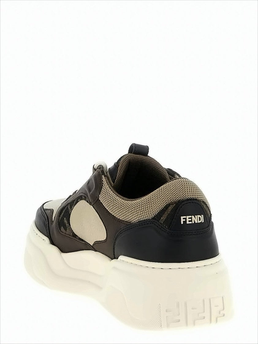 Fendi Layered Sneakers With Geometric Sole Detail