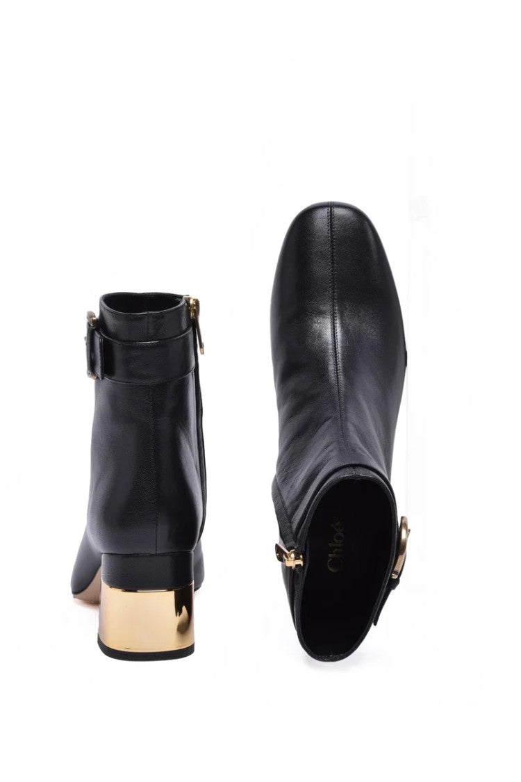 Chloé Leather Ankle Boot With Zip - Black