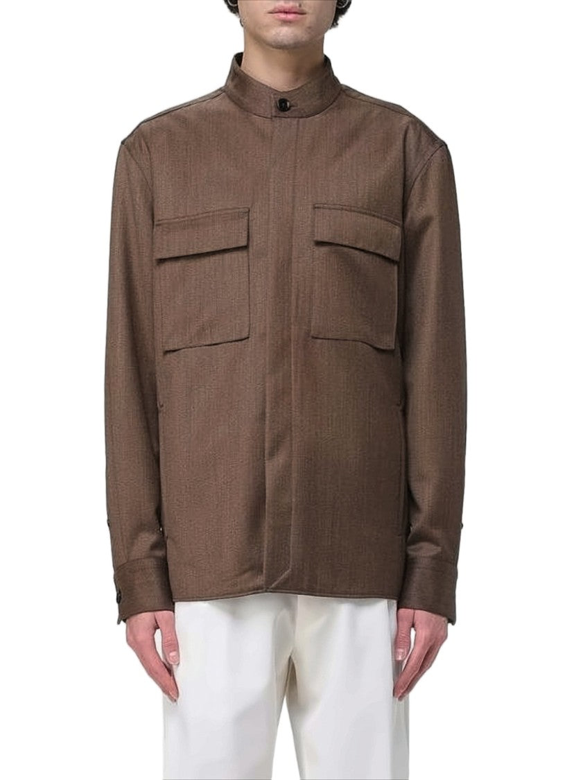Ermenegildo Zegna Structured Long-Sleeve Wool Shirt