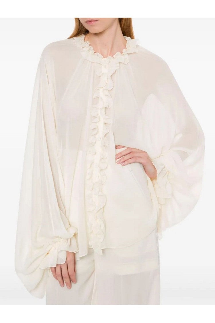 Philosophy Di Lorenzo Serafini Silk-Acetate Blend Top With Ruffled Front