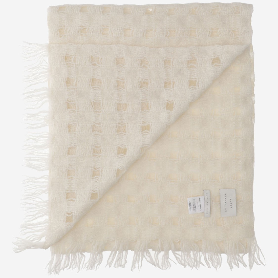 Lauren Manoogian Wool Blend Handwoven Grid Wrap Scarf