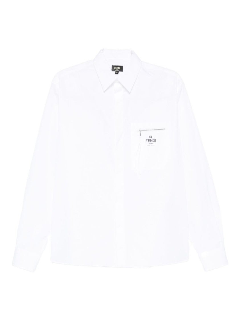 Fendi Boxy White Cotton Poplin Shirt