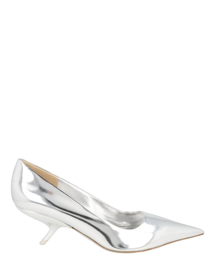 Ferragamo Metallic Leather Pumps With Pointed Toe And Curved Heel