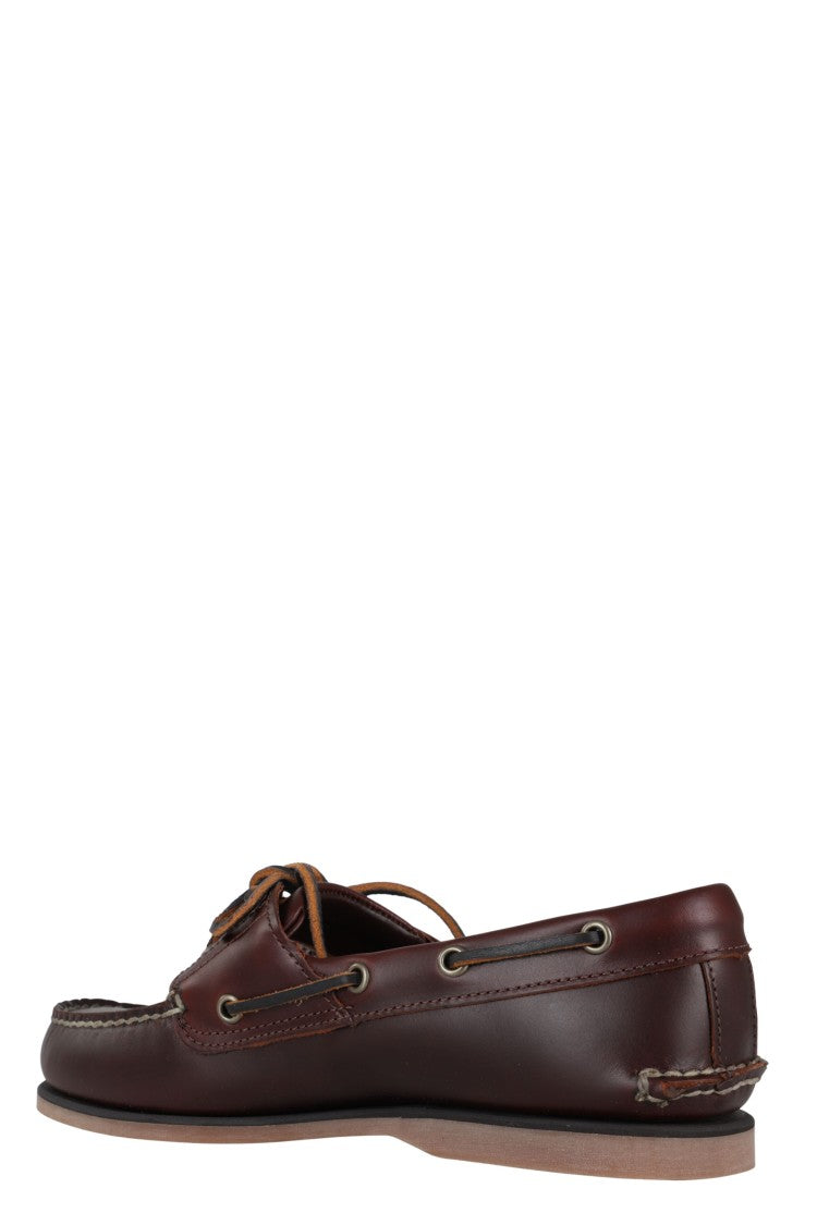 Timberland Brown Classic Boat Exposed Stitching Leather Boat Shoes