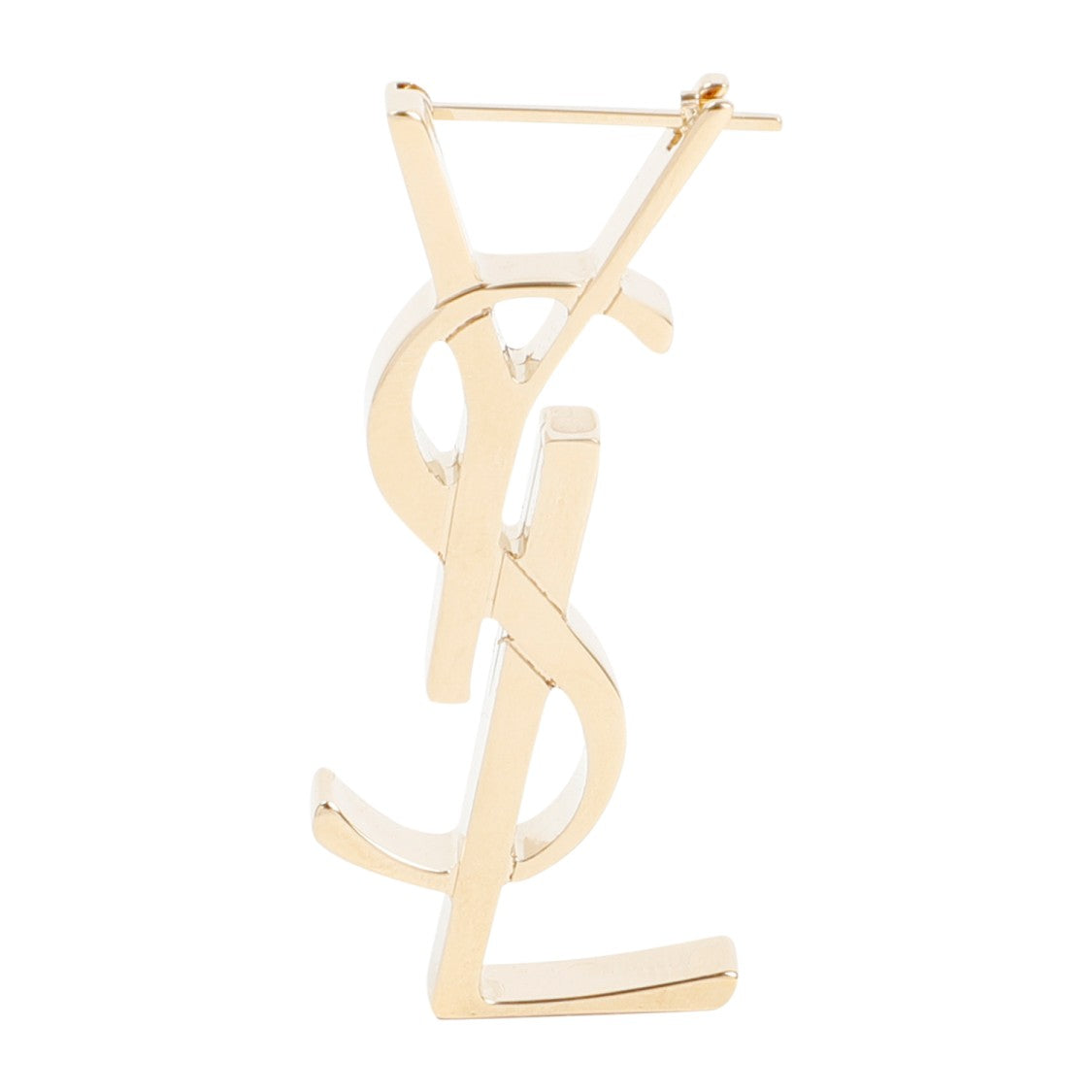 Saint Laurent Metallic Gold Brass Chunky Monogrammed Earrings