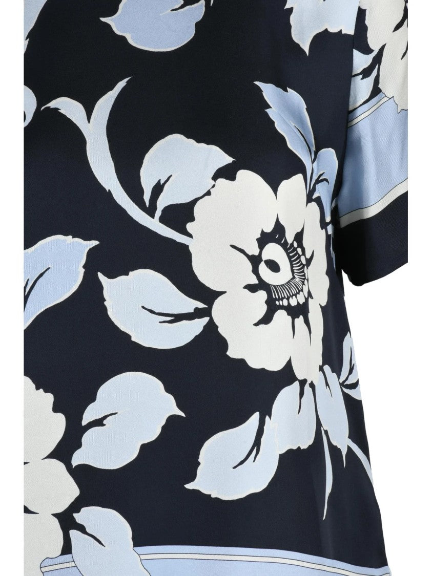 P.A.R.O.S.H. Blue Silk Women's Silk Crew Neck Blouse
