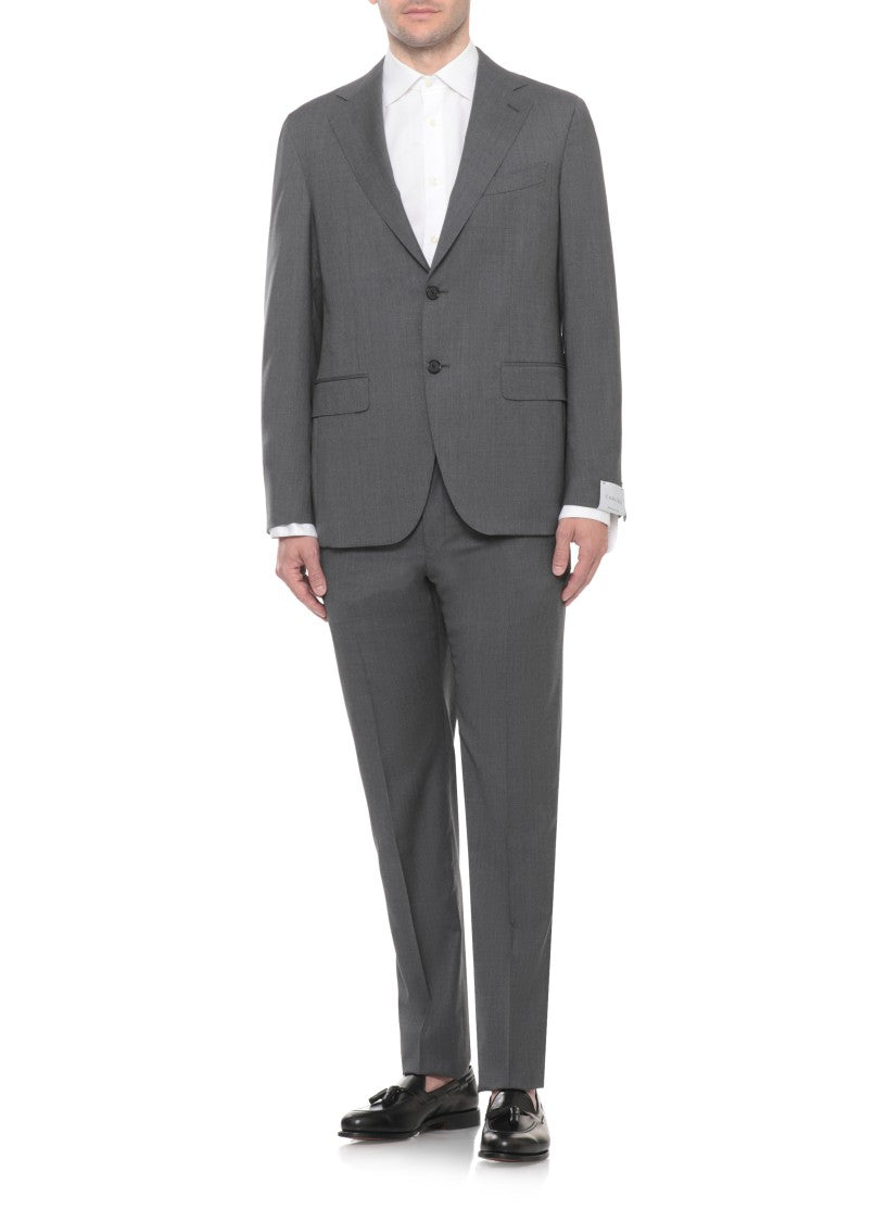 Caruso Grey Peak Lapel Wool Suit