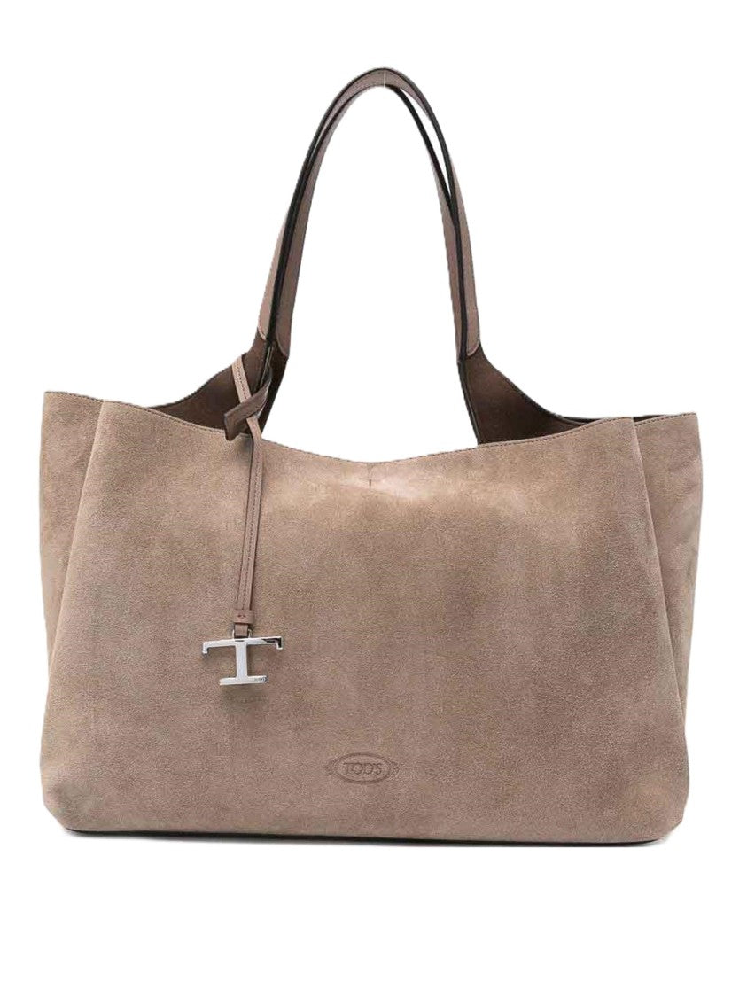 Tod's Spacious Suede Tote Bag With Embossed Logo