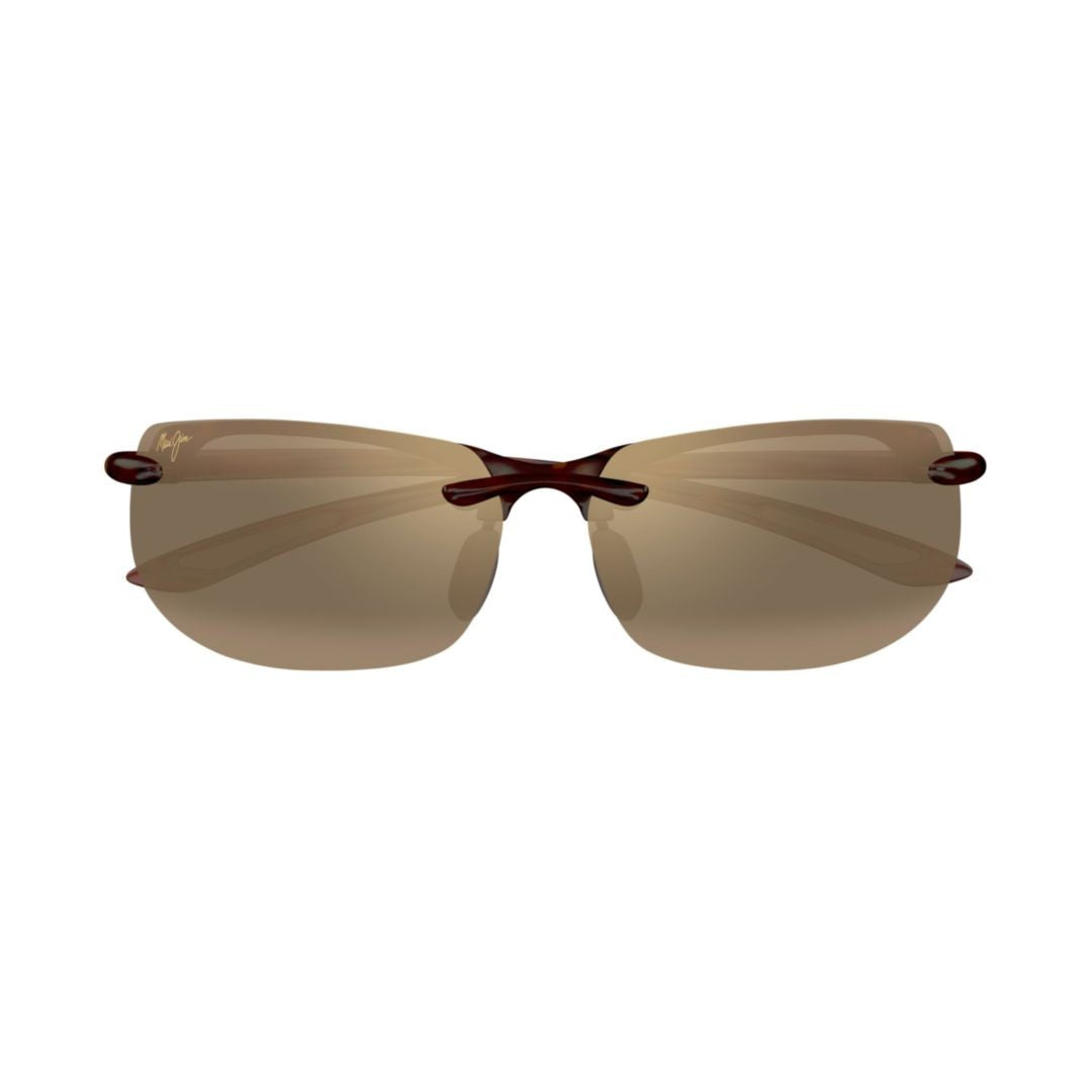 Maui Jim Banyans Rimless Sunglasses With Brown-Tinted Lenses And Tortoiseshell Arms