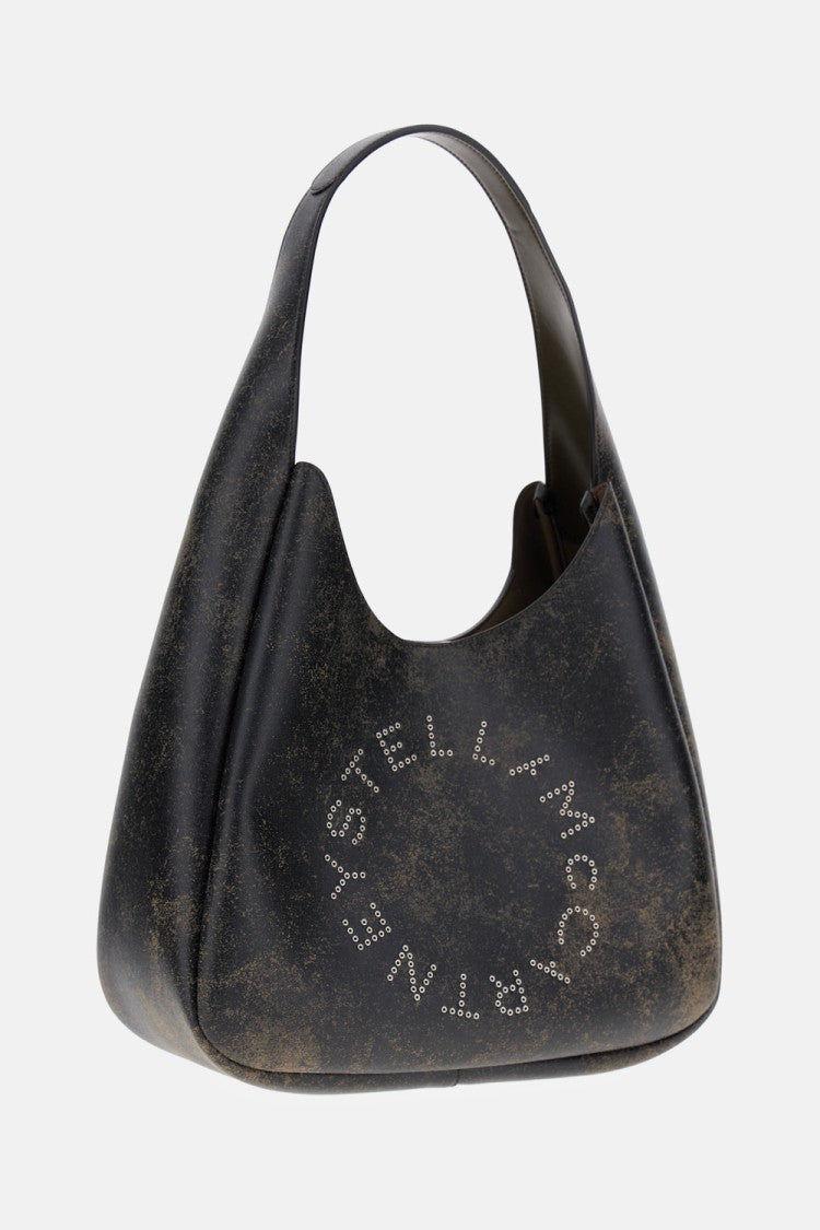 Stella Mccartney Suede Hobo Bag With Circular Logo And Metal Closure