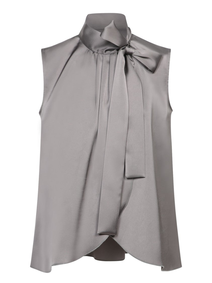 Blanca Vita Sleeveless Grey Top With High Collar