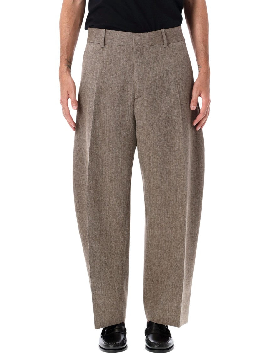 Studio Nicholson Textured High-Waist Wide-Leg Pleated Pants
