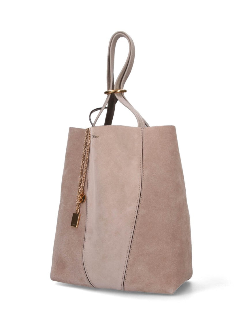 Chloé Spacious Suede Tote With Decorative Chain
