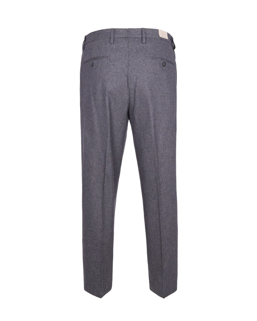Briglia Straight-Fit Flannel Trousers With Pressed Creases And Welt Pockets