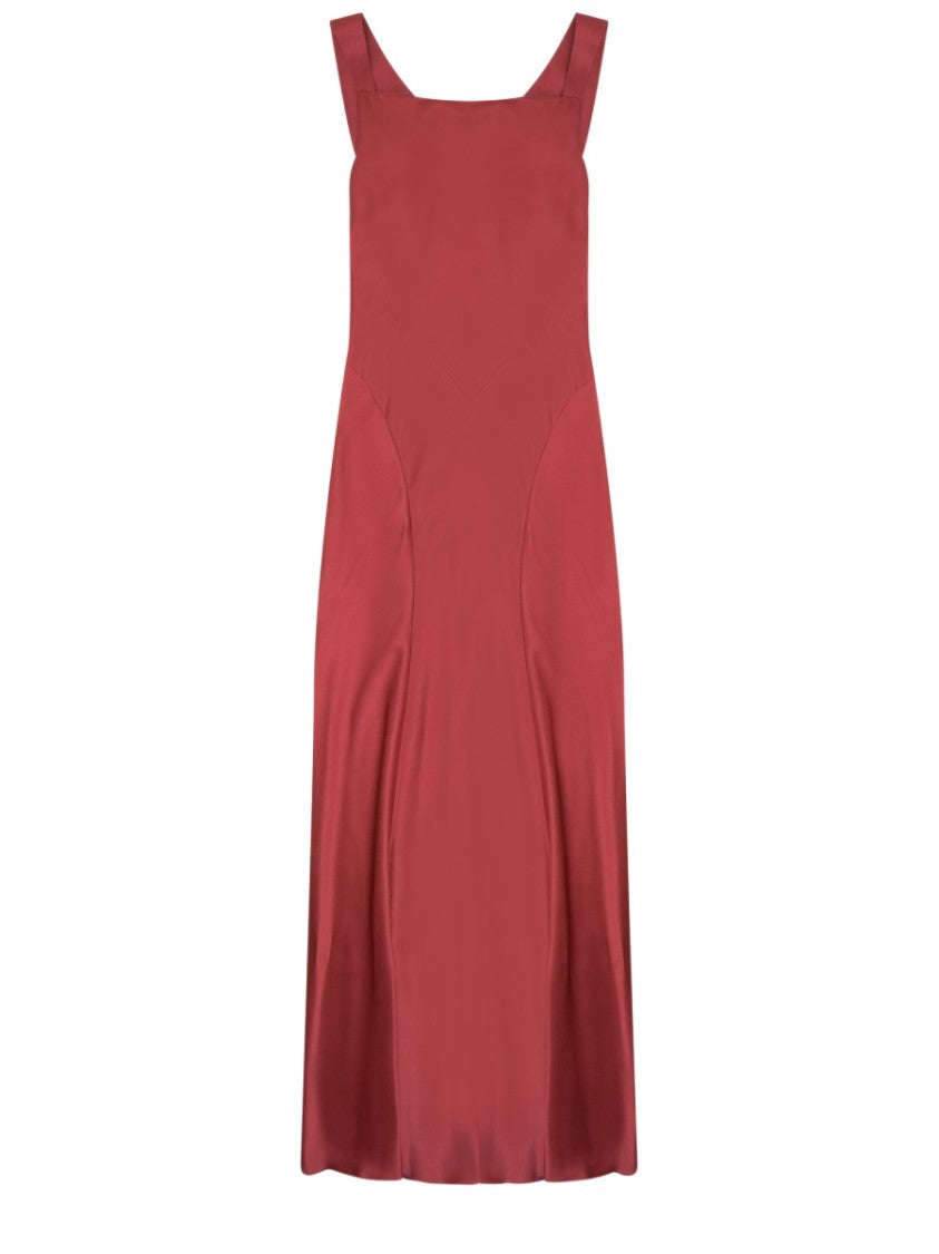 Alberta Ferretti Silk Blend Long Dress With Square Neckline