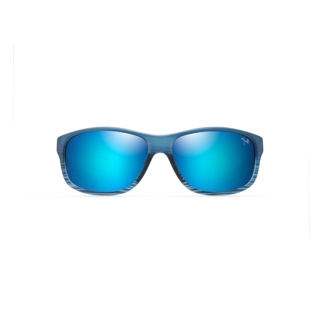 Maui Jim Kaiwi Channel Rectangular Translucent Blue Sunglasses With Mirrored Lenses