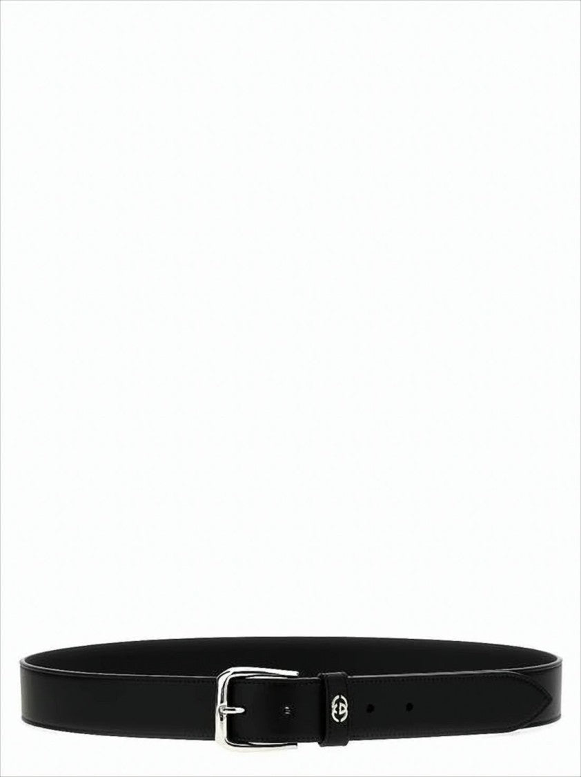Gucci Smooth Polished Leather Belt With Silver Buckle