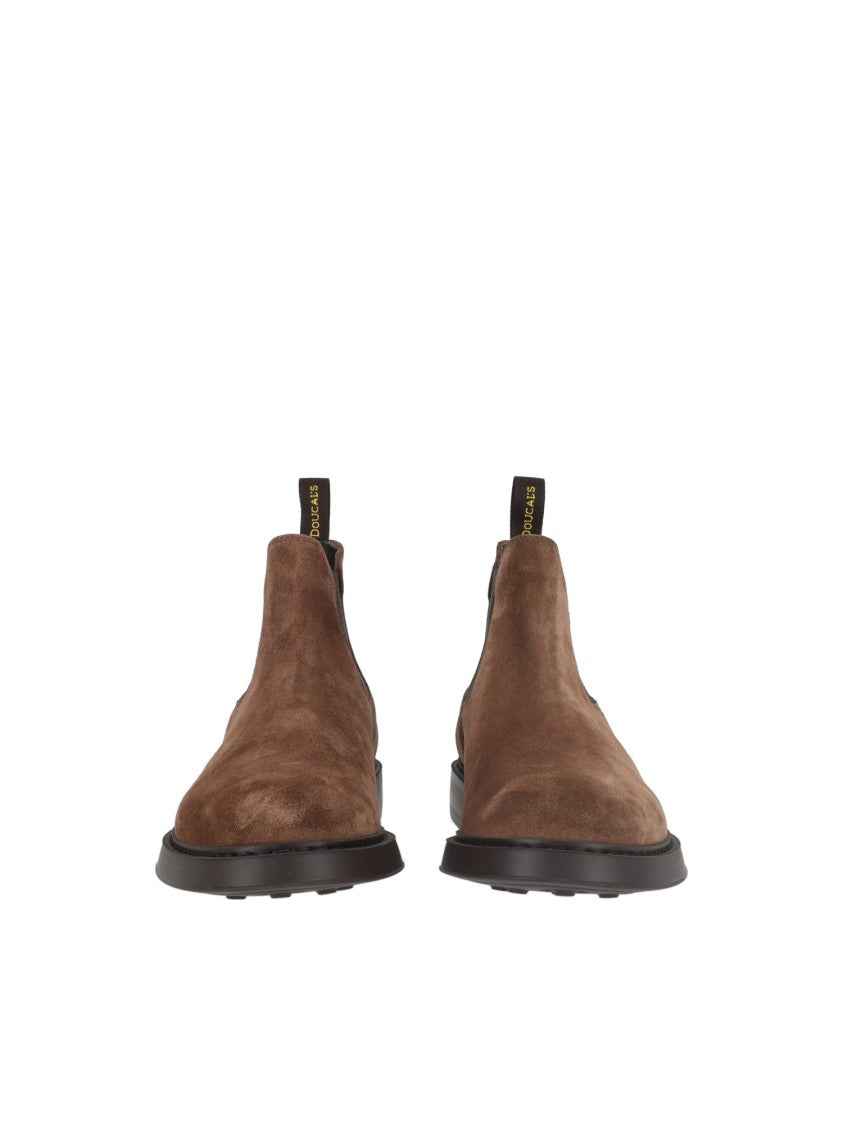 Doucal's Brown Beatle Elastic Suede Ankle Boots