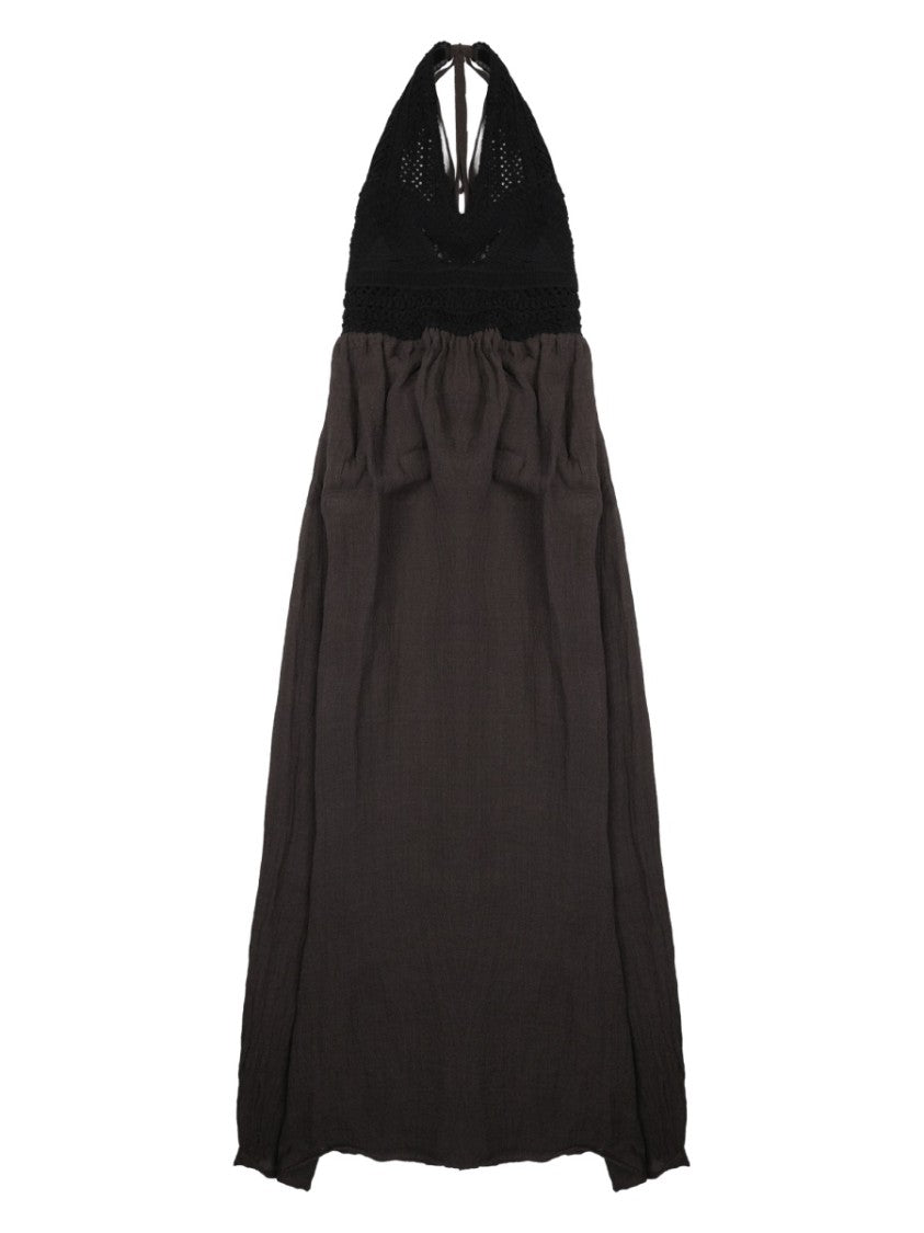 120% Lino Linen Polyamide Halter Crochet Dress