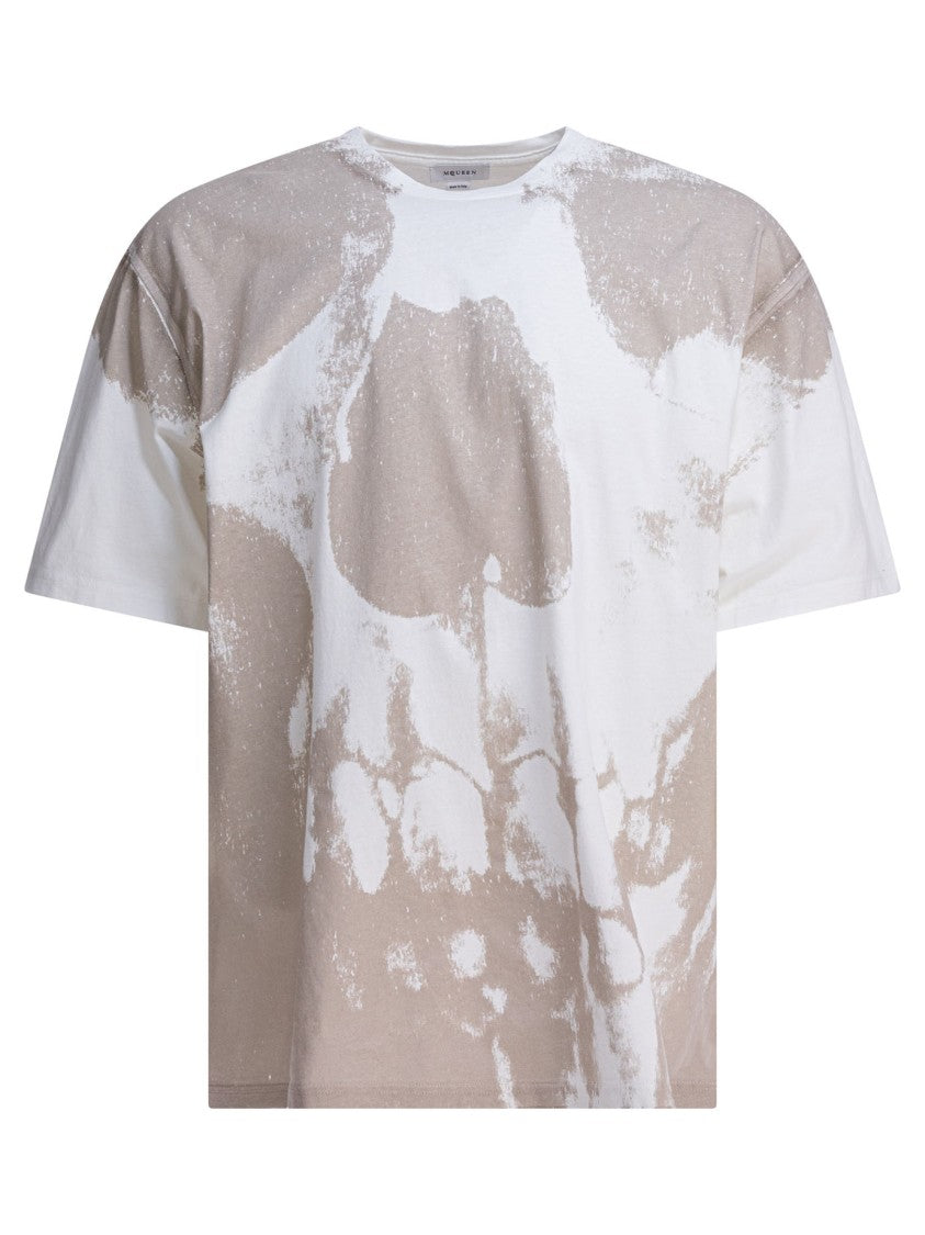 Alexander Mcqueen Abstract Beige Pattern T-Shirt