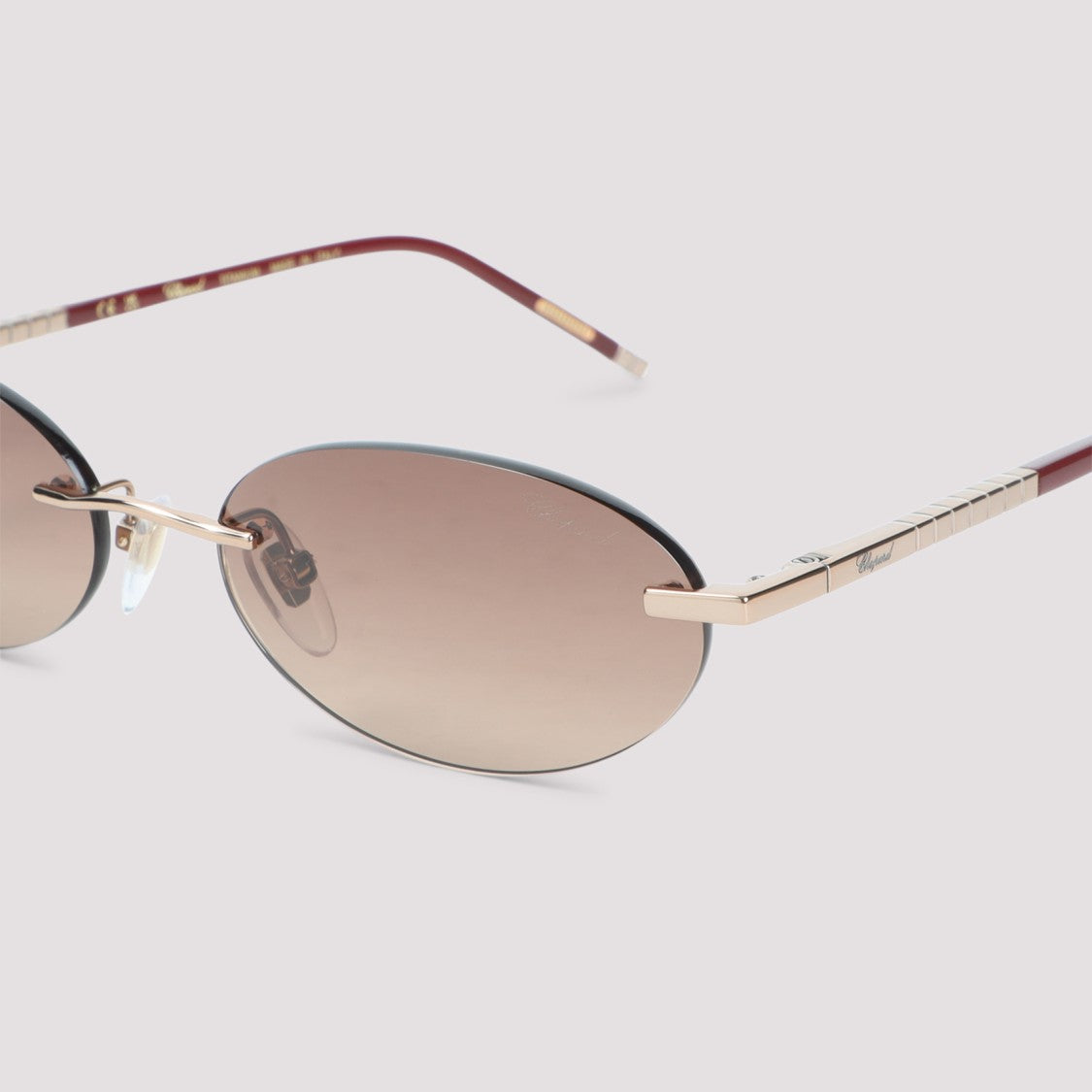 Chopard Gradient-Tinted Oval Sunglasses With Metal Accents