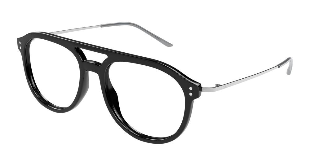 Gucci Black Keyhole Bridge Oversized Round Eyeglasses