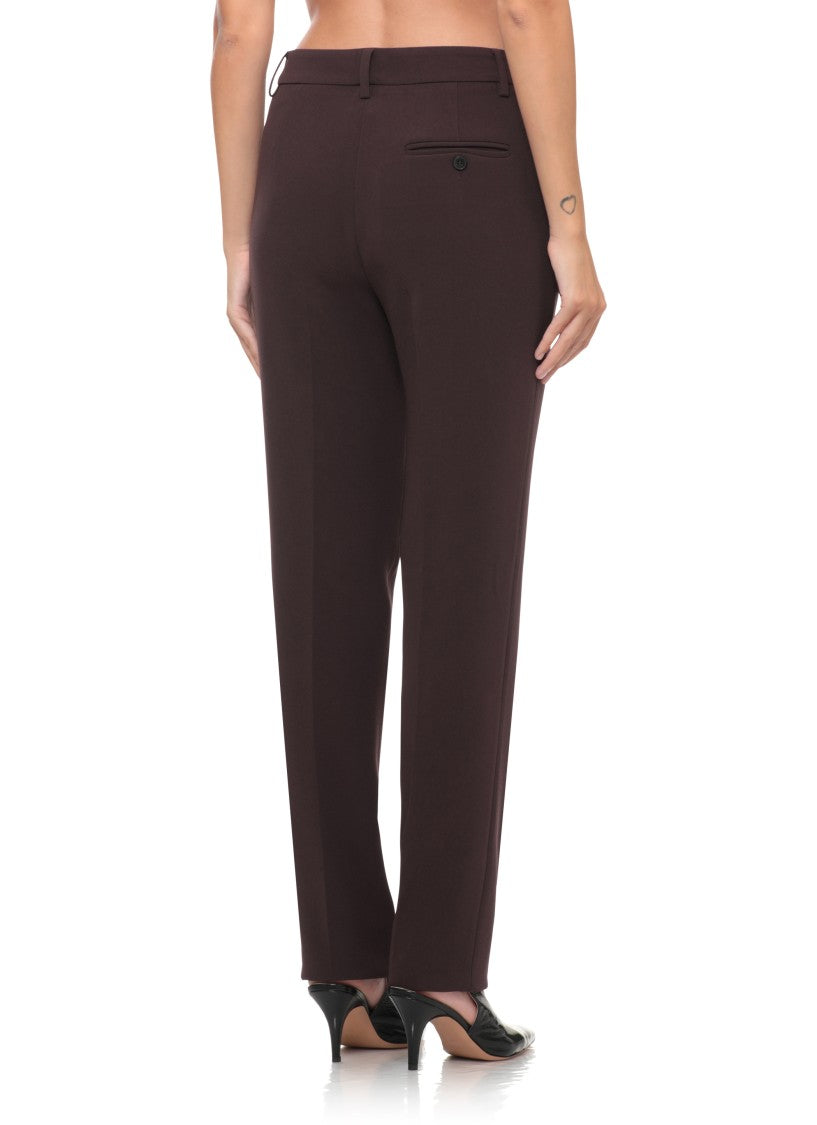 Alberto Biani Brown Smooth Front Tailored Straight-Leg Formal Pants