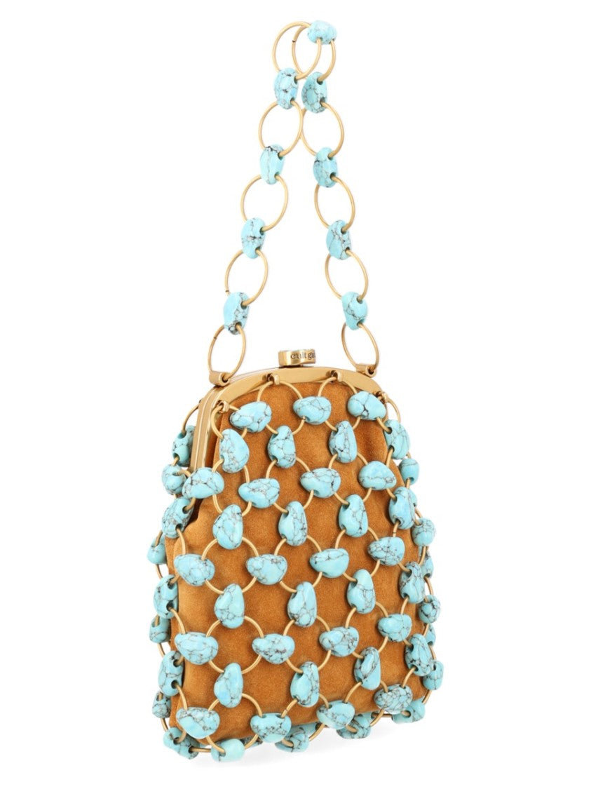 Cult Gaia Structured Handbag With Irregular Turquoise Stone Embellishments