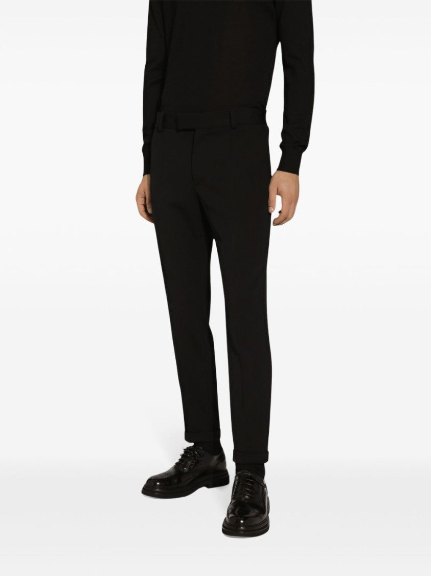 Dolce & Gabbana Tailored Black Trousers With Subtle Pleats And Classic Waistband