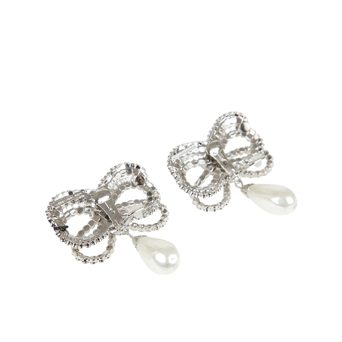 Alessandra Rich Crystal Bow Pearl Earrings