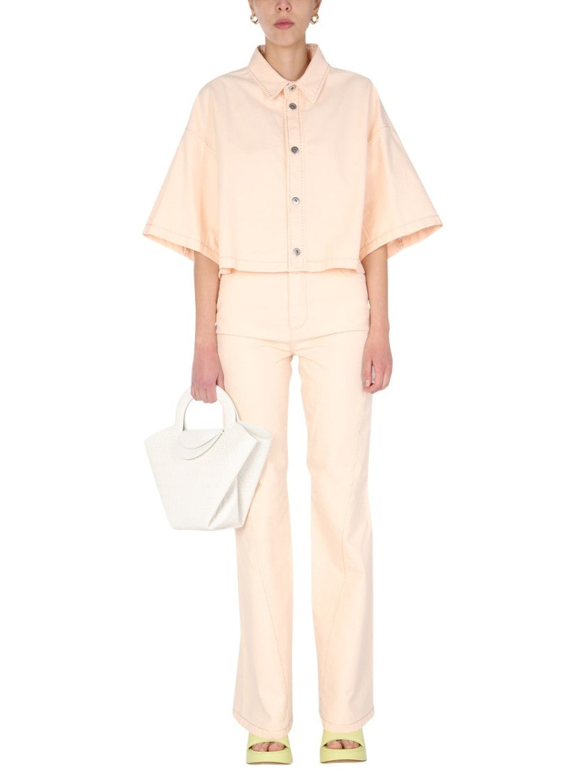Bottega Veneta High-Waisted Flared Jeans With Front Button Closure