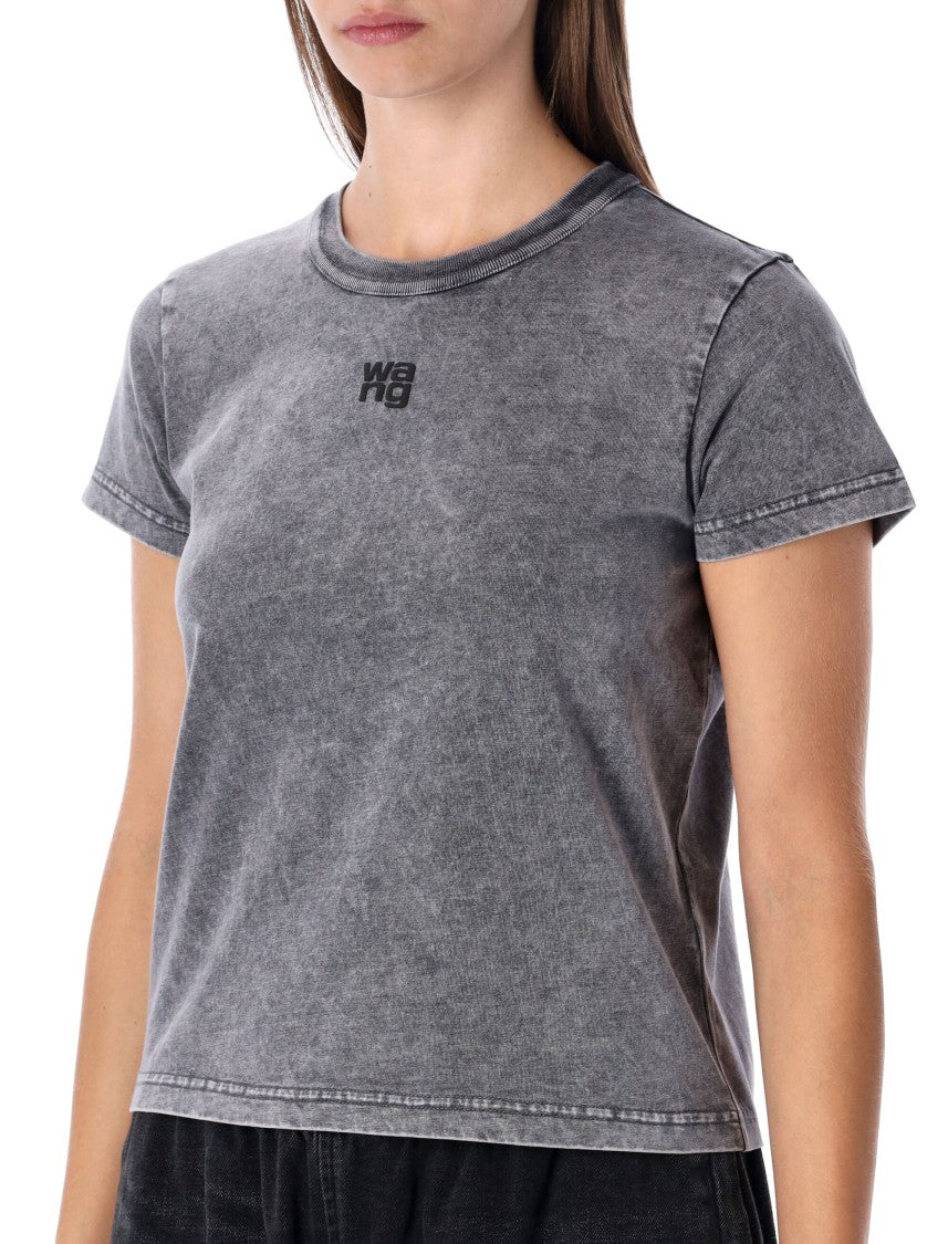 T By Alexander Wang Grey Délavé Cotton T-Shirt With Logo