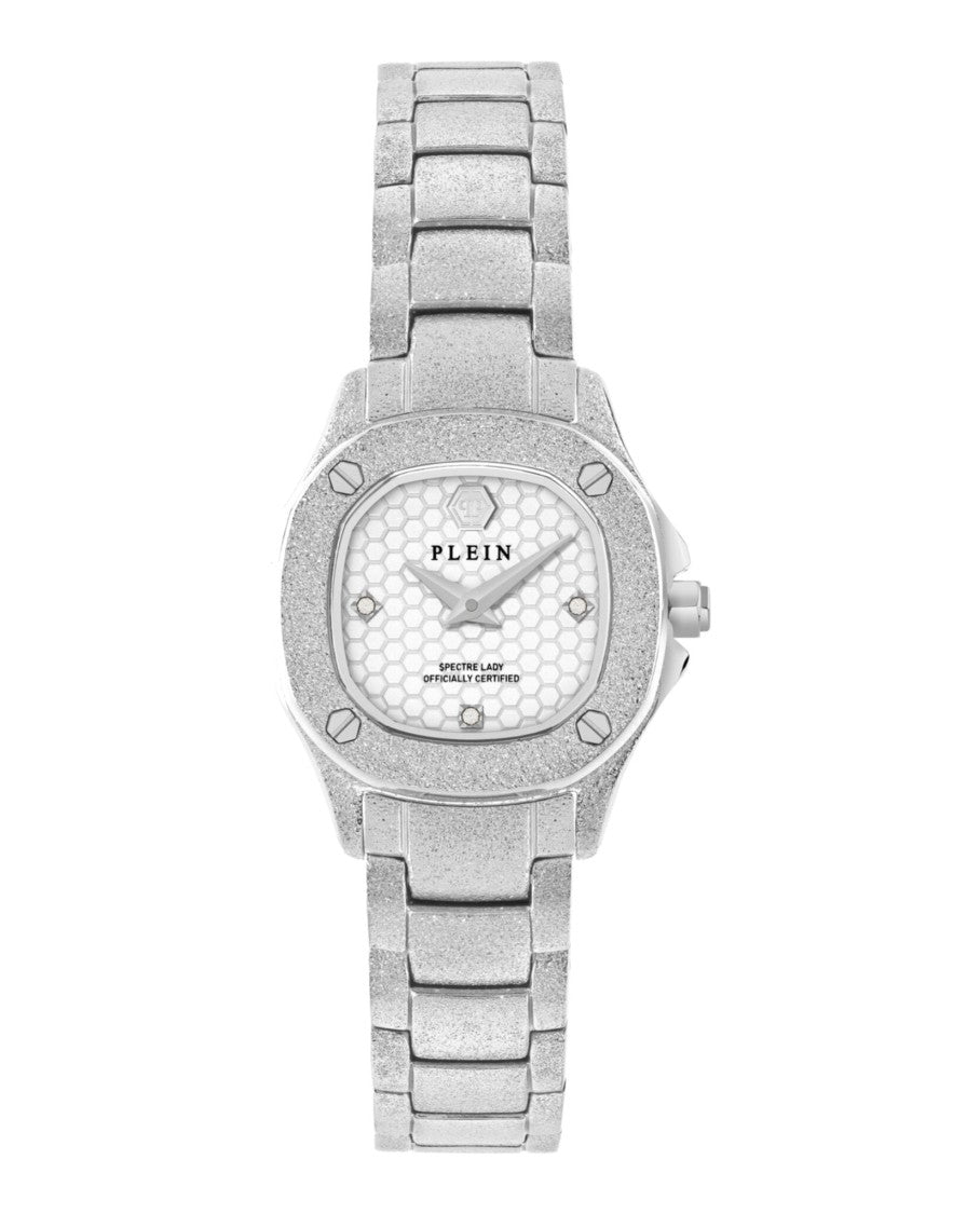 Philipp Plein Mini Crystal Watch With Silver Guilloche Dial