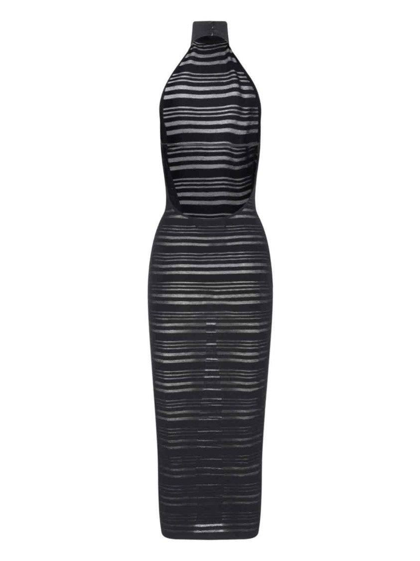 Andreâdamo Ribbed Knit Midi Dress – Black
