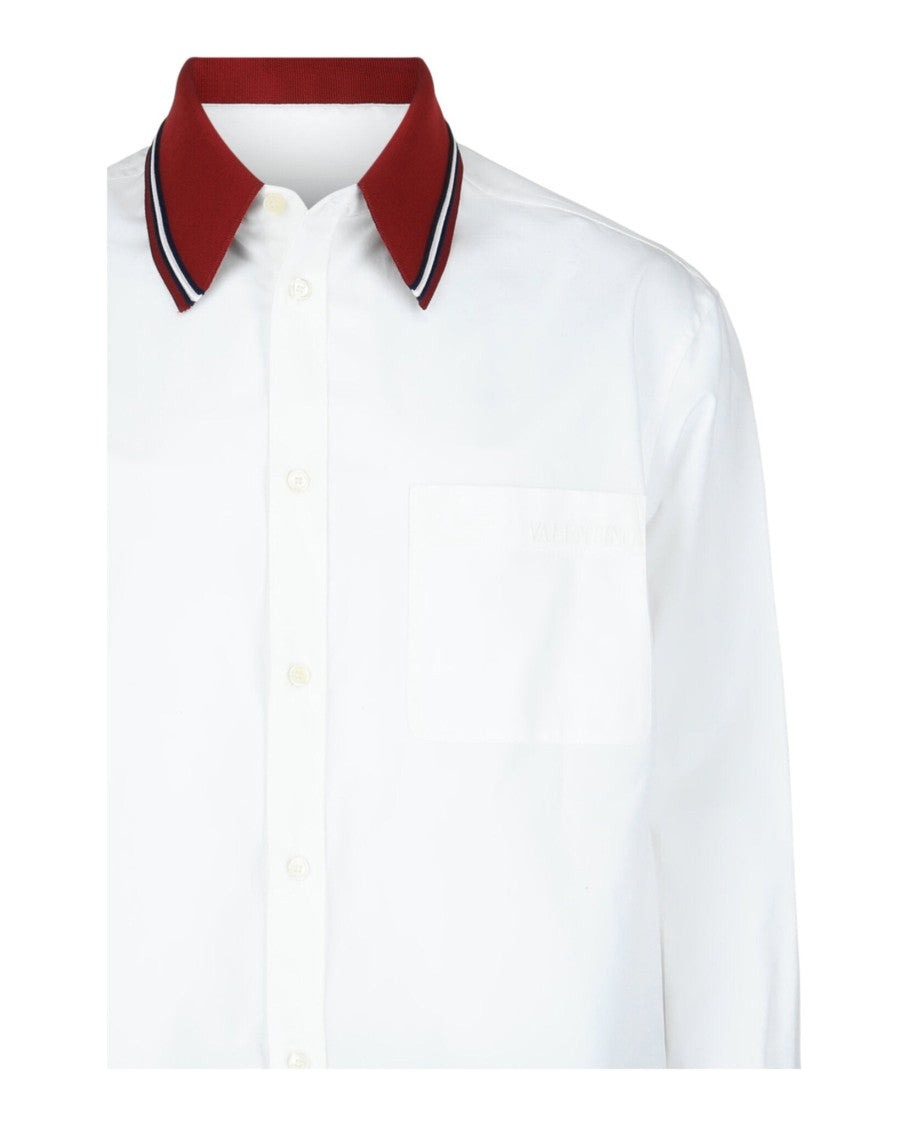 Valentino Long-Sleeved Cotton Poplin Shirt With  Embroidery