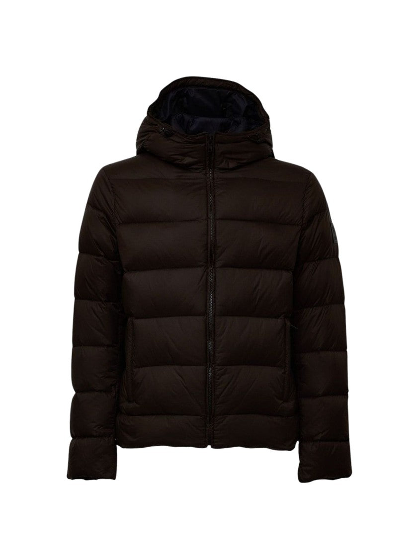 Fay Quilted Hooded Padded Black Down Jacket
