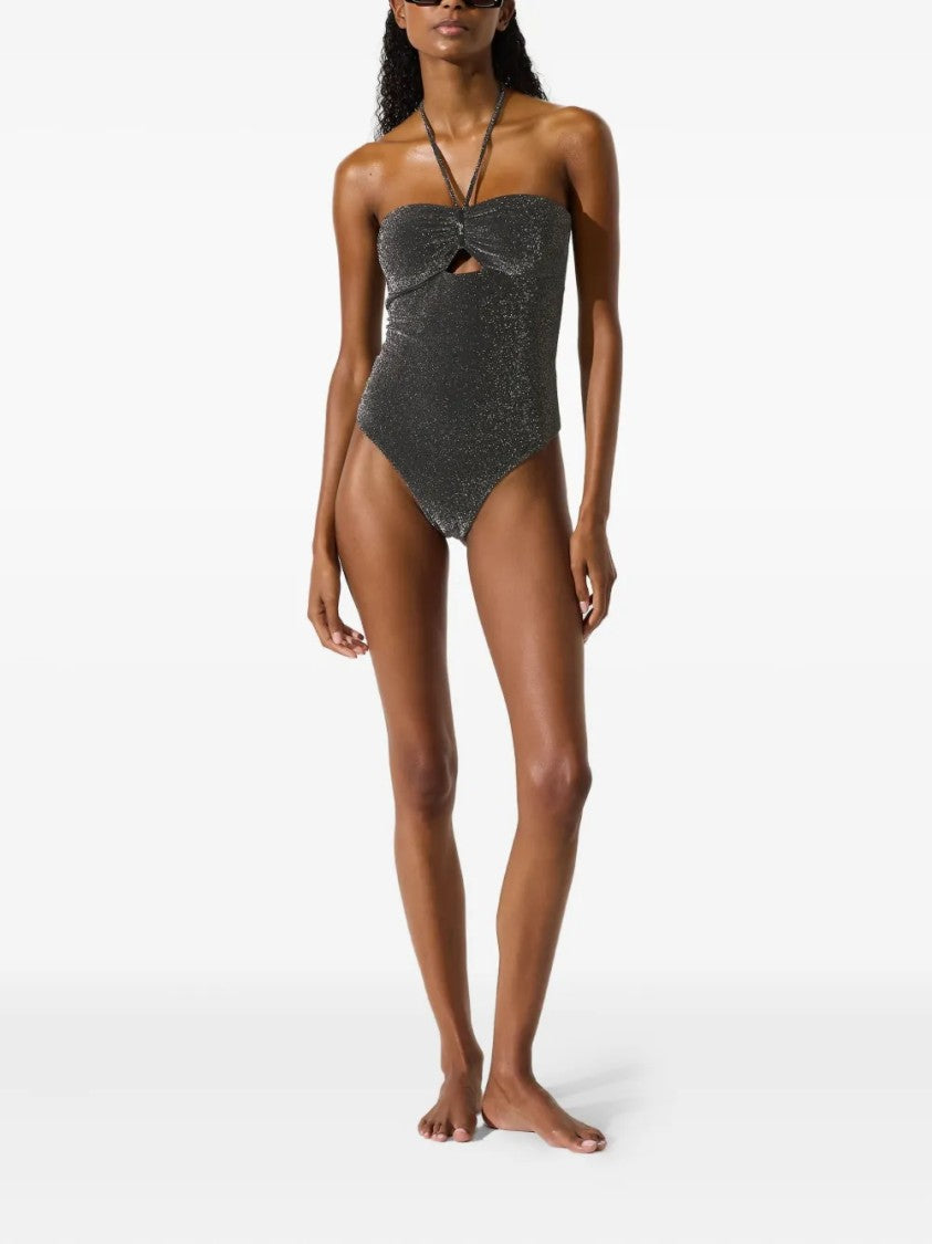 Karl Lagerfeld One-Piece Swimsuit With Halter Neck And Metallic Clasp