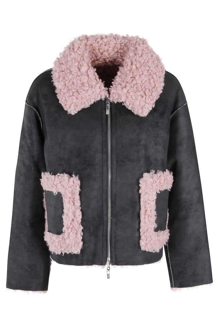 Jakke Faux Leather Sheepskin Jacket