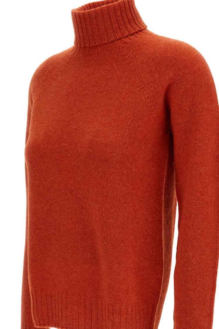 Drumohr Orange Flat-Knit Wool Turtleneck