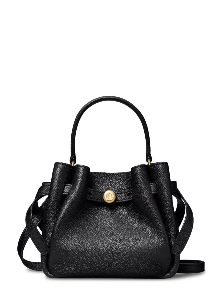 Tory Burch Textured Leather Mini Bucket Bag With Gathered Top