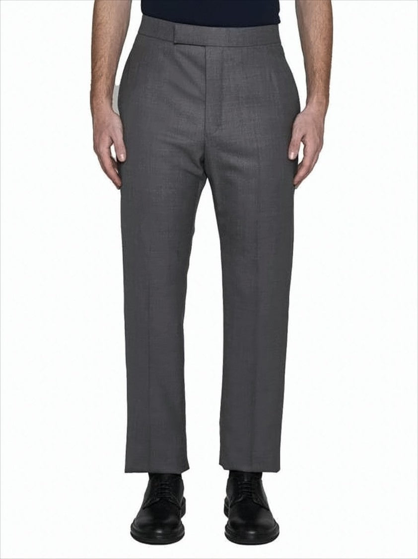 Thom Browne Tailored Grey Wool Straight Pants With Refined Fit