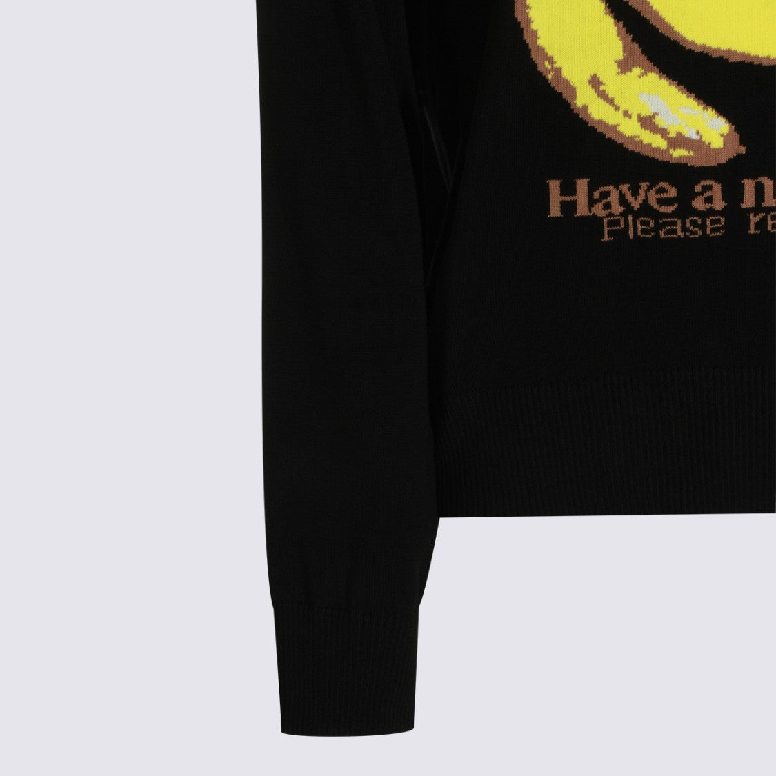 Ganni Graphic Black Sweater With Banana Motif And Recycled Message