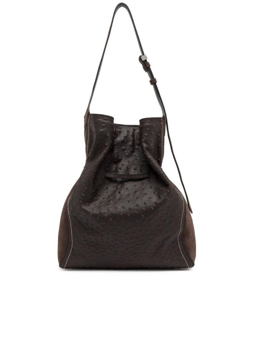 Gianni Chiarini Spacious Ostrich-Effect Leather Shoulder Bag