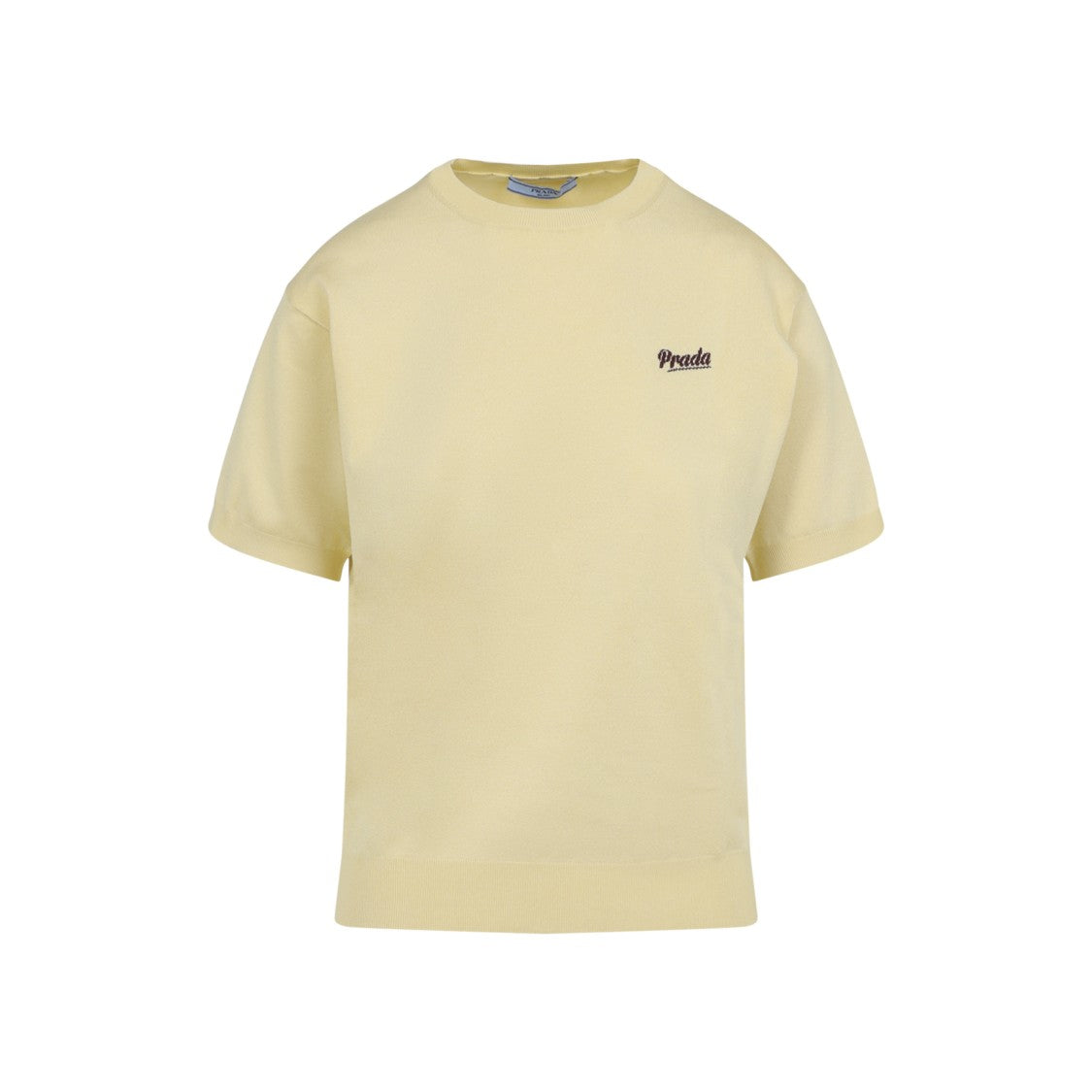 Prada Silk Blend T-Shirt With Subtle Logo Detail