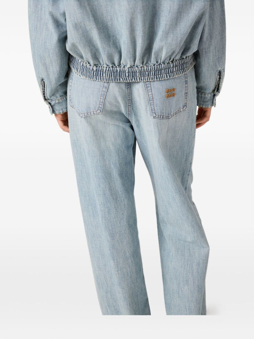 Miu Miu Blue High-Rise Chambray Stonewashed Jeans