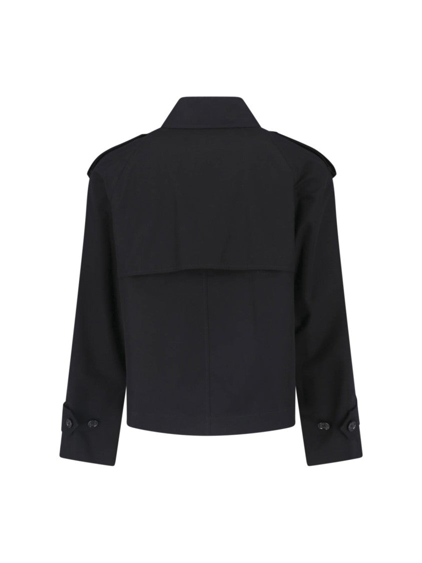 Burberry Cropped Double-Breasted Jacket With Distinctive Check Lining