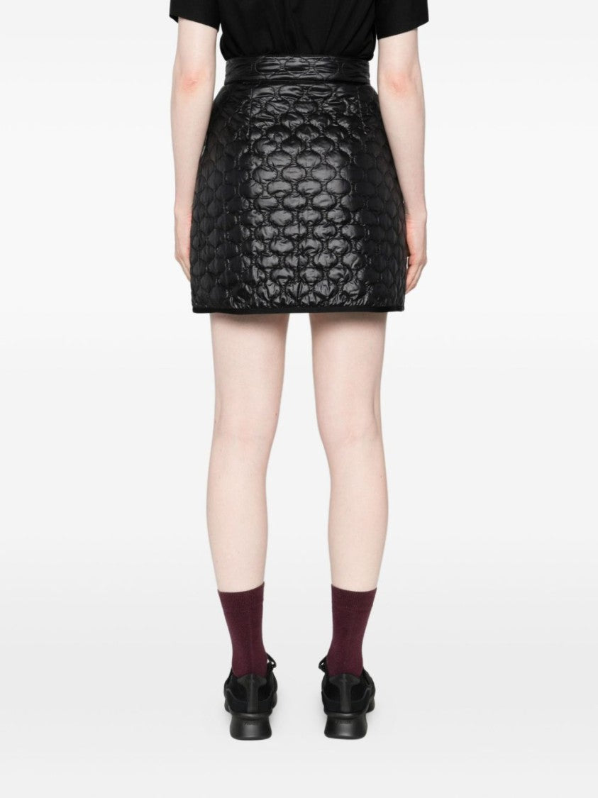 Moncler Quilted Black Skirt With Glossy Finish And Wrap Style