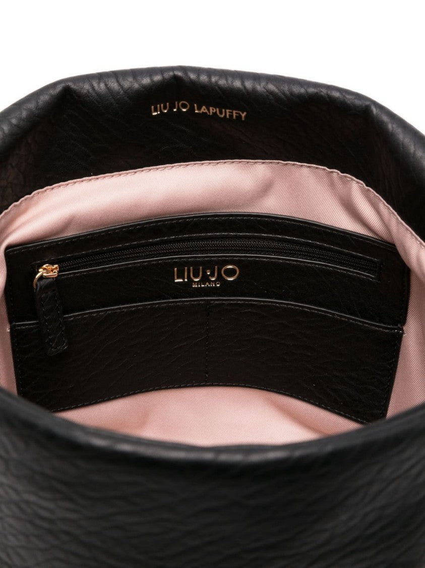 Liu Jo Textured Black Handbag With Gold-Tone Clasp