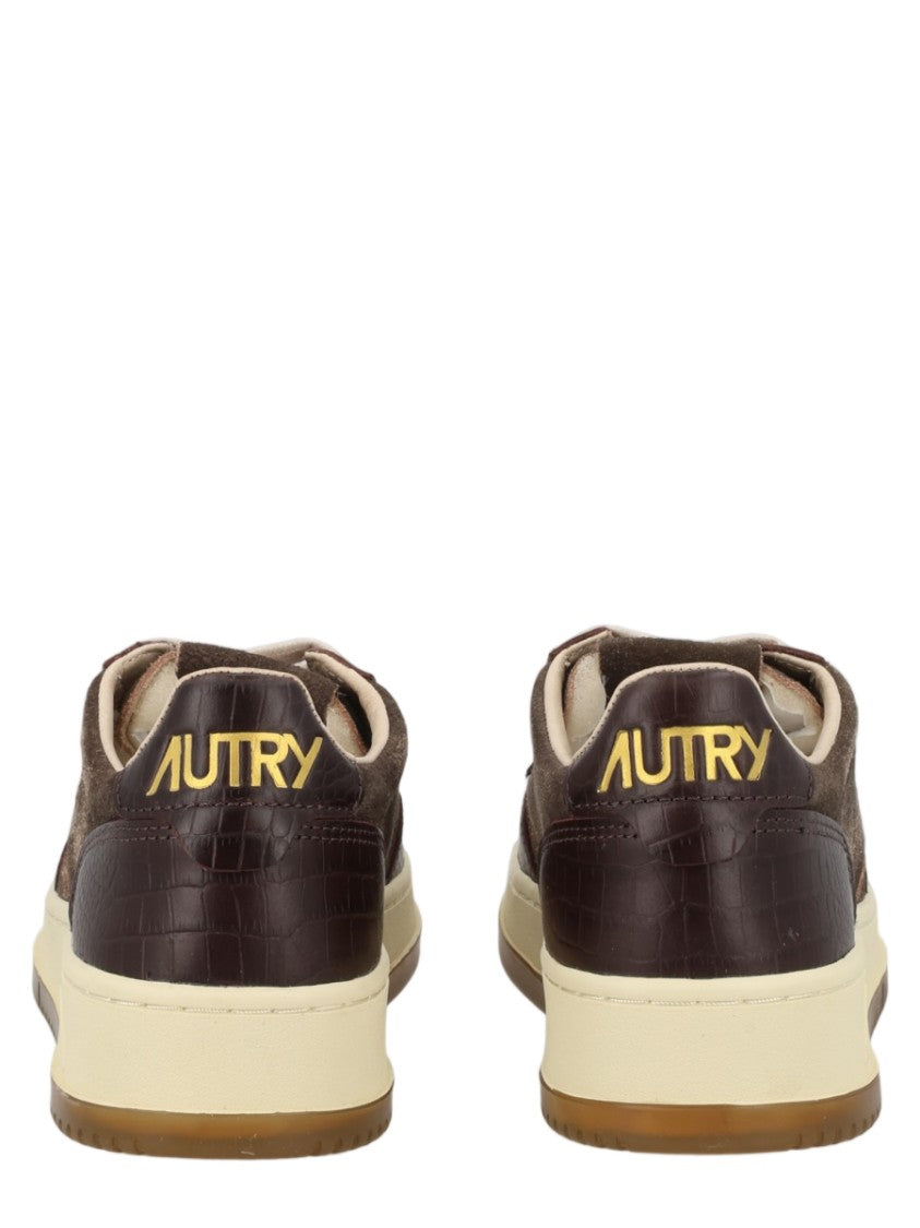 Autry Medalist Low Crocodile Embossed Suede Sneakers