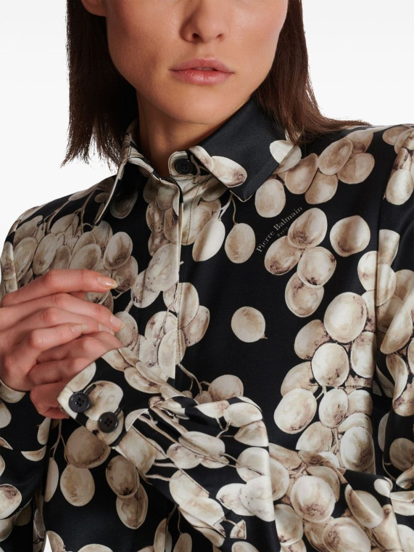 Balmain Raisin-Print Long-Sleeved Shirt With Concealed Buttons